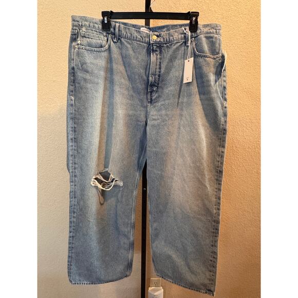 Good American Good Standard Baggy Jean Women 18 Plus NWT Distressed Straight Leg - Picture 3 of 8